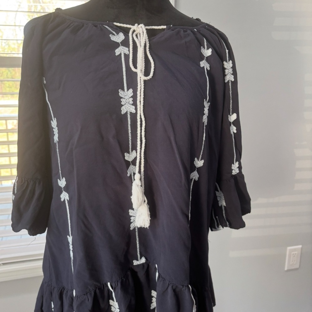 Axis Black Dress with White Embroidery